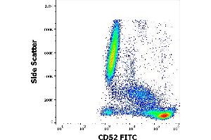 Flow cytometry surface staining pattern of human peripheral whole blood stained using anti-human CD52 (4C8) FITC antibody (4 μL reagent / 100 μL of peripheral whole blood). (CD52 antibody  (FITC))