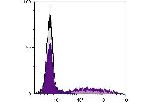 Rabbit peripheral blood lymphocytes were stained with Mouse Anti-Rabbit RLA-DR-FITC. (MHC Class II DR antibody (Biotin))