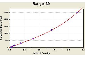 Diagramm of the ELISA kit to detect Rat gp130with the optical density on the x-axis and the concentration on the y-axis. (CD130/gp130 ELISA Kit)