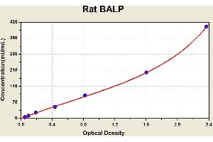 Diagramm of the ELISA kit to detect Rat BALPwith the optical density on the x-axis and the concentration on the y-axis. (ALPL ELISA Kit)