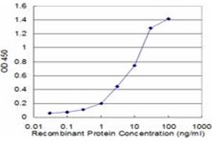 Detection limit for recombinant GST tagged ACTA2 is approximately 0. (Smooth Muscle Actin antibody  (AA 1-377))