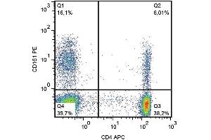 Surface staining of human peripheral blood cells using anti-CD161 (HP-3G10) PE. (CD161 antibody  (PE))