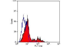 Staining of human peripheral blood lymphocytes with MOUSE ANTI HUMAN KIR (ABIN119851). (KIR2D antibody)